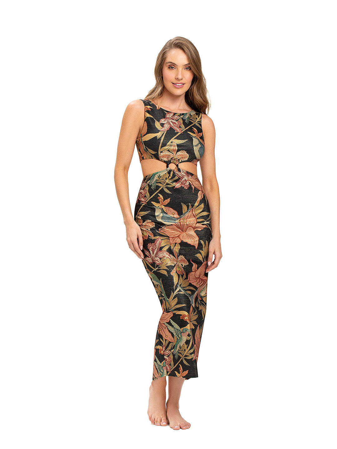 formal floral maxi dress with sleeves Ever-Pretty Floral Print Flutter Sleeve Side Split Maxi Formal Dress